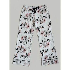 Soma Lounge Pajama Pants Floral Size Medium Feminine White Pink Comfort